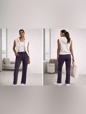 Chico’s Weekends Womens Purple Pull On Pants Size 2 (US 12) Stretch Straight Leg